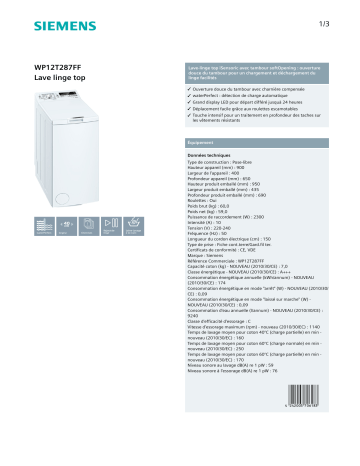 Siemens WP12T287FF Manuel du propriétaire | Fixfr