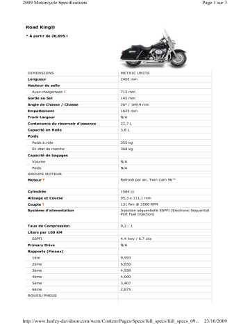 HARLEY-DAVIDSON ROAD KING Manuel du propriétaire | Fixfr