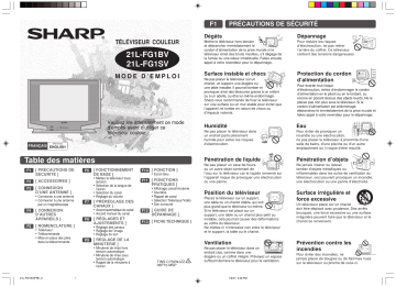 21L-FG1BV/SV | 21L-FG1BV | Sharp 21L-FG1SV Manuel du propriétaire | Fixfr