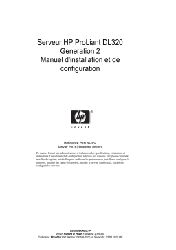 HP PROLIANT DL320 G2 SERVER Manuel du propriétaire