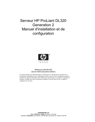 HP PROLIANT DL320 G2 SERVER Manuel du propriétaire | Fixfr