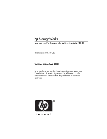 HP STORAGEWORKS MSL5000 TAPE LIBRARY Manuel du propriétaire | Fixfr