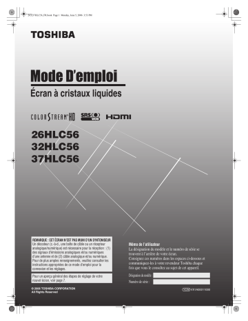 32HLC56 | Toshiba 26HLC56 Manuel du propriétaire | Fixfr