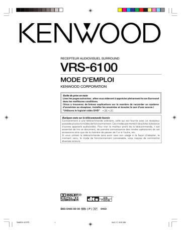 Kenwood VRS-6100 Manuel du propriétaire | Fixfr
