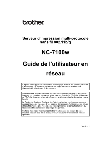 Brother NC-7100W Manuel du propriétaire | Fixfr