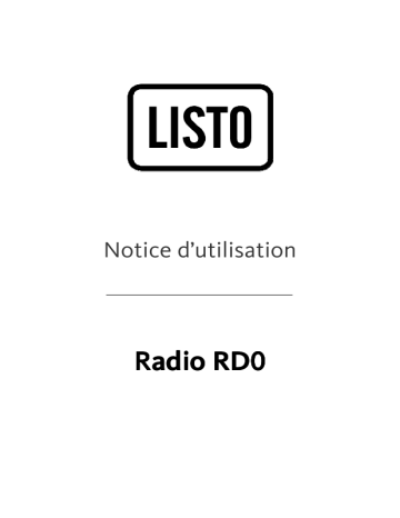 Manuel du propriétaire | Listo RADIO RD0 Manuel utilisateur | Fixfr