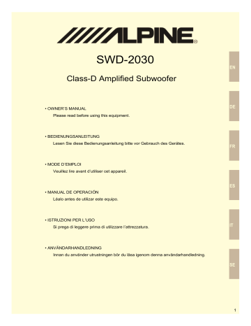 Alpine SWD-2030 Manuel du propriétaire | Fixfr
