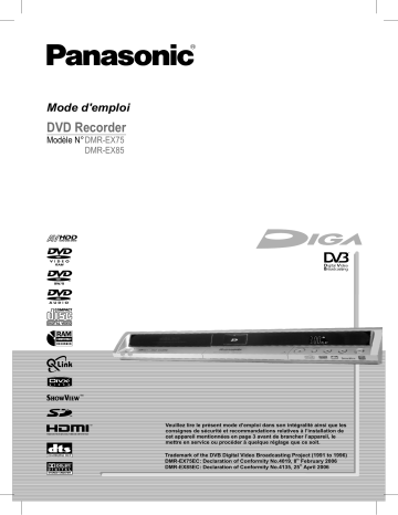 Panasonic DMR-EX75-EX85 Manuel du propriétaire | Fixfr