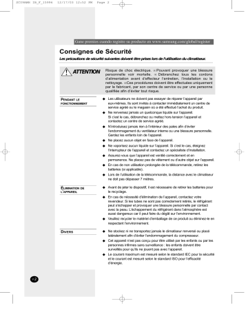 SC-09AW8 | Samsung SC-12AWHD Manuel du propriétaire | Fixfr