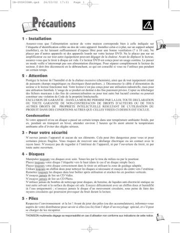 Thomson DVD430BR Manuel du propriétaire | Fixfr