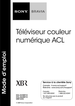 Sony BRAVIA KDL-52XBR10 Manuel du propriétaire