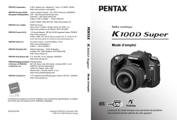 Pentax K100DSUPER Manuel du propriétaire | Fixfr