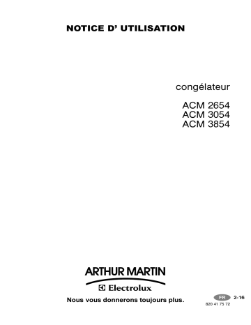 Manuel du propriétaire | ARTHUR MARTIN ACM 3054 Manuel utilisateur | Fixfr