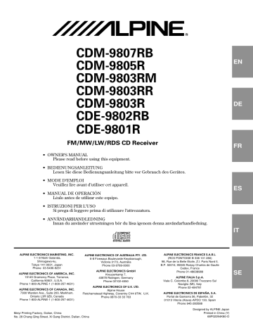 Alpine CDM-9803RR Manuel du propriétaire | Fixfr