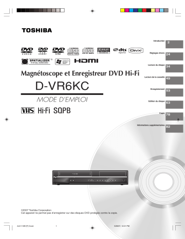 Toshiba D-VR6 Manuel du propriétaire | Fixfr