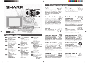 Sharp 29L-FG1BV/SV Manuel du propriétaire | Fixfr
