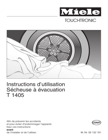 T 1405 | T1405-VENTED DRYER | Manuel du propriétaire | Miele T1405 Manuel utilisateur | Fixfr