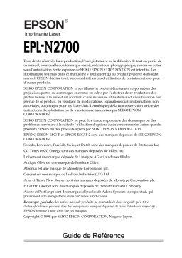 Epson EPL-N2700 Manuel du propriétaire
