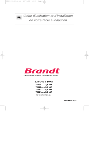 TI212BF1 | TI280BT1 | TI214BF1 | TI200BF1 | Brandt TI210BF1 Manuel du propriétaire | Fixfr