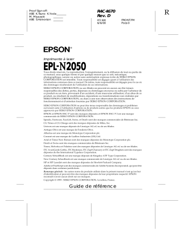 Epson EPL-N2050 Manuel du propriétaire | Fixfr