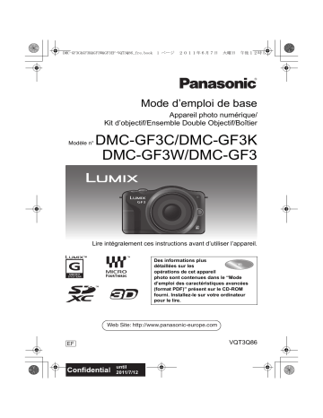 DMC-GF3KEF | DMC-GF3WEF | DMC-GF3X | Panasonic DMC-GF3CEF Manuel du propriétaire | Fixfr