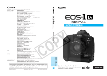 Manuel du propriétaire | Canon EOS 1Ds Manuel utilisateur | Fixfr