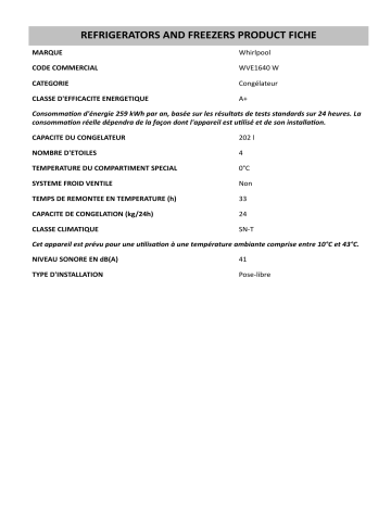 Whirlpool WVE1640 Manuel du propriétaire | Fixfr