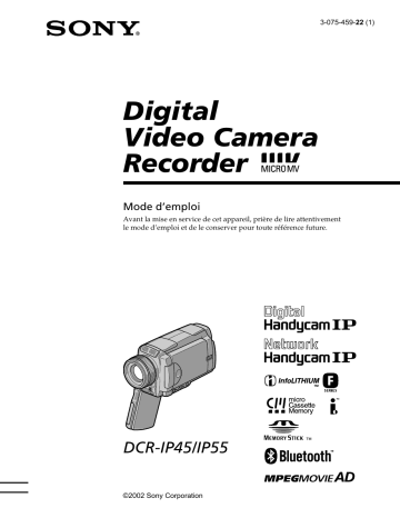 Sony DCR-IP45 Manuel du propriétaire | Fixfr