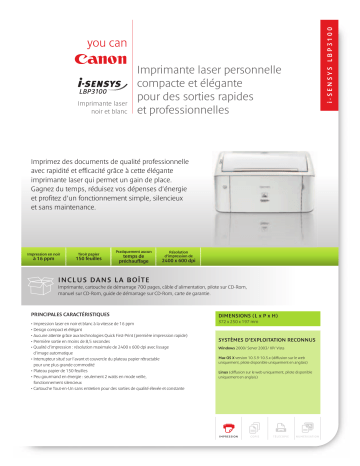 Canon i-SENSYS LBP3100 Manuel du propriétaire | Fixfr