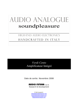 Audio Analogue Verdi Cento Manuel du propriétaire