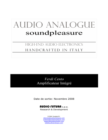 Audio Analogue Verdi Cento Manuel du propriétaire | Fixfr