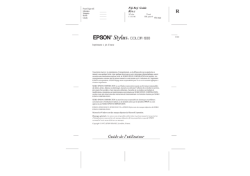 Epson Stylus Color 600 Manuel du propriétaire | Fixfr