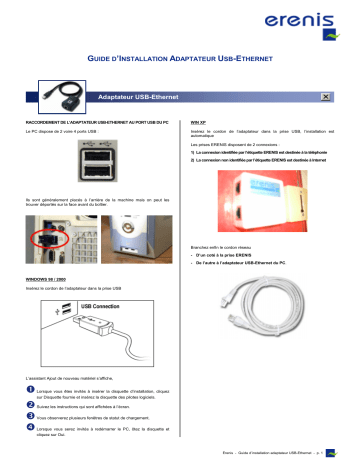 ERENIS ADAPTATEUR USB VERS FAST ETHERNET Manuel du propriétaire | Fixfr