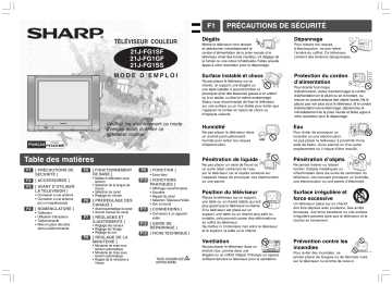 Sharp 21J-FG1SF/FG1GF/FG1SS Manuel du propriétaire | Fixfr