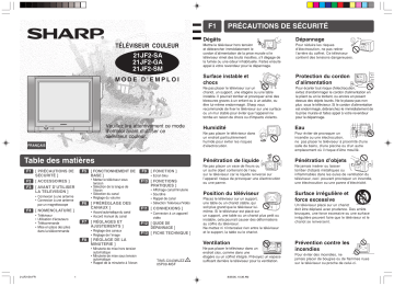 Sharp 21JF2-SA/21JF2-GA/21JF2-SM Manuel du propriétaire | Fixfr