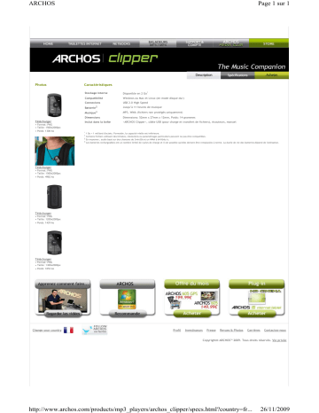 Archos Clipper Manuel du propriétaire | Fixfr