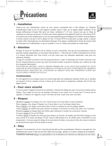 Thomson DTH4200 Manuel du propriétaire | Fixfr