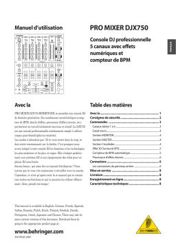 Behringer DJX750 Manuel du propriétaire