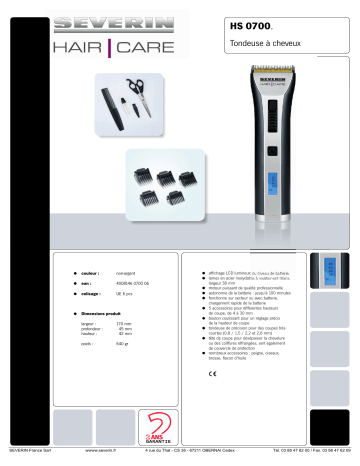 SEVERIN HS 0700 Manuel du propriétaire | Fixfr