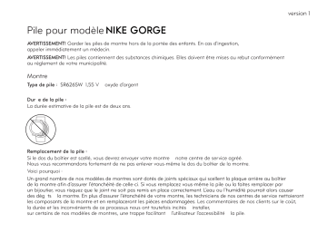 Manuel du propriétaire | Nike GORGE Manuel utilisateur | Fixfr