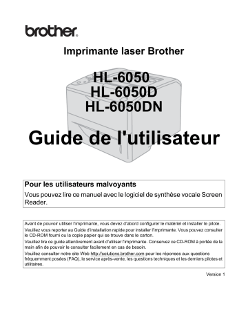 Brother HL-6050 Manuel du propriétaire | Fixfr