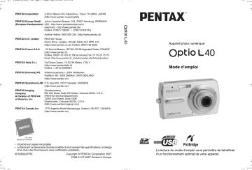 Pentax Optio L40 Manuel du propriétaire | Fixfr