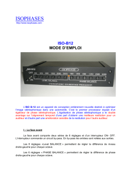 ISOPHASES ISO B-12 Manuel du propriétaire