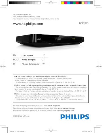 Philips BDP2985 Manuel du propriétaire | Fixfr