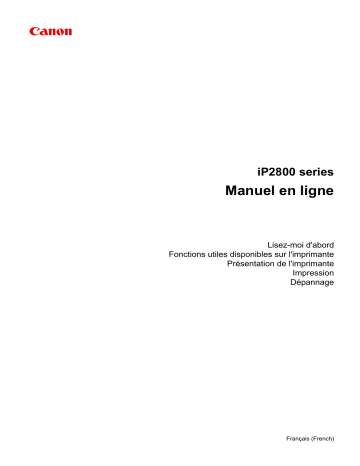 PIXMA iP2850 | TS 6350 | Canon IP2850 Manuel du propriétaire | Fixfr