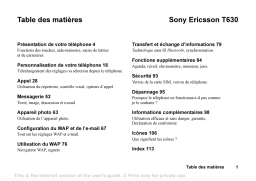 Sony Ericsson T630 Manuel du propriétaire