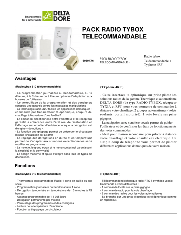 DELTA DORE PACK RADIO TYBOX TELECOMMANDABLE Manuel du propriétaire | Fixfr