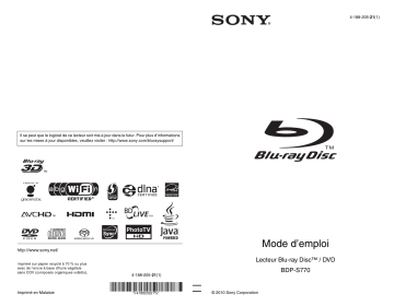 Sony BDP-S770 Manuel du propriétaire | Fixfr
