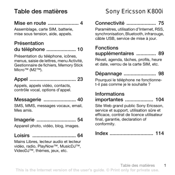 Sony Ericsson K800i Manuel du propriétaire | Fixfr