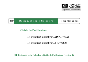 DESIGNJET COLORPRO GA PRINTER | HP DESIGNJET COLORPRO CAD PRINTER Manuel du propriétaire | Fixfr